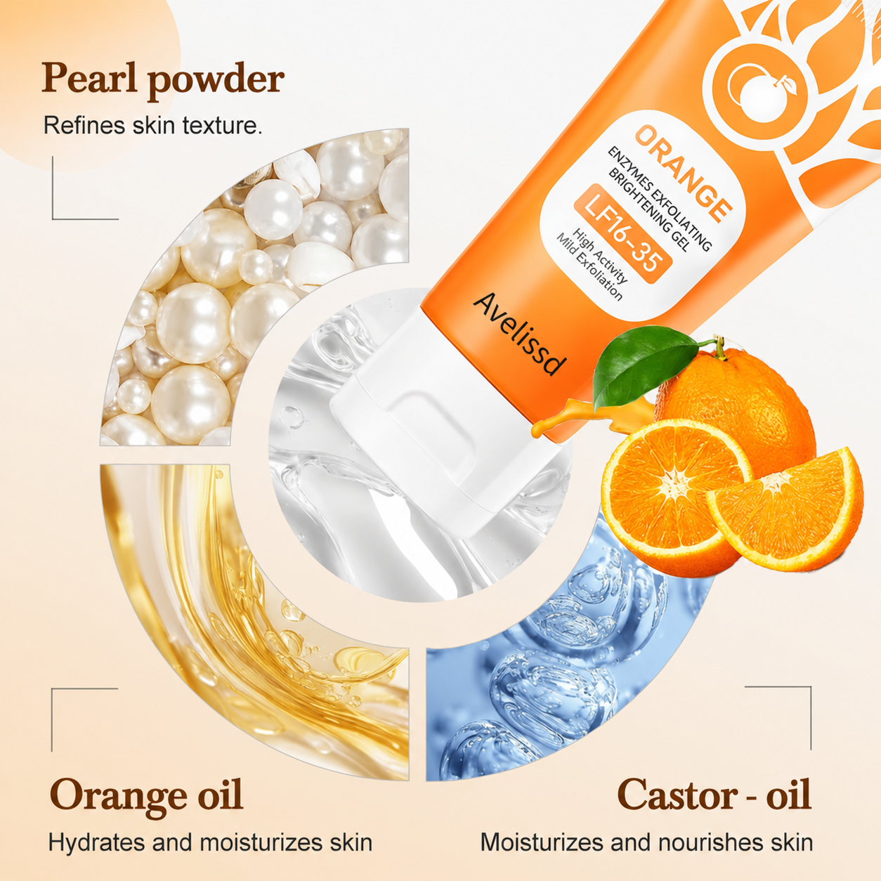 🍊 Orange Exfoliating Gel Scrub for Face & Body Deep Cleanse✨