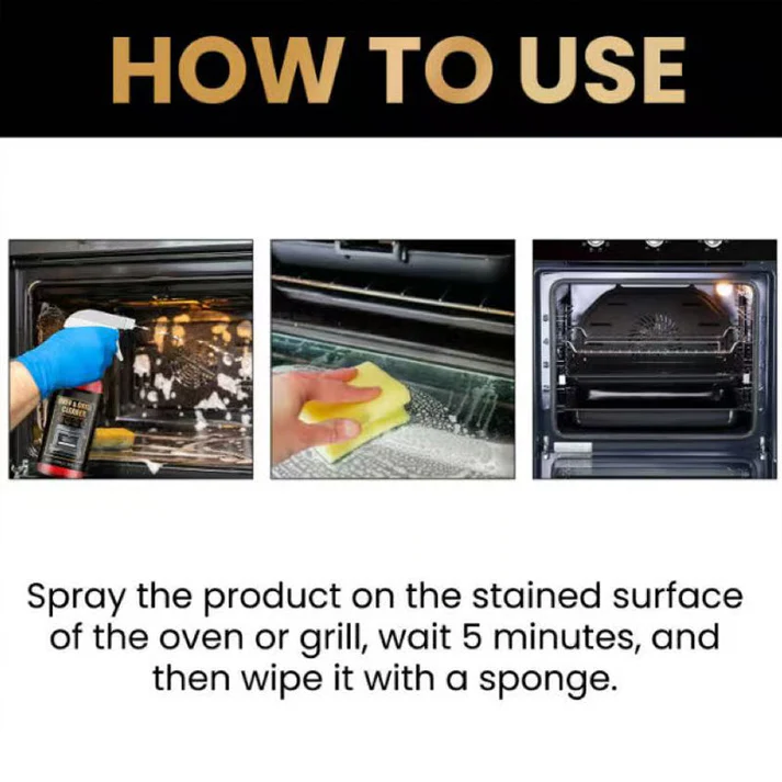 Powerful Oven & Grill cleaner SprayI Dissolves Grease in 5 Mins No Scrubbing & Eliminates Odors🔥