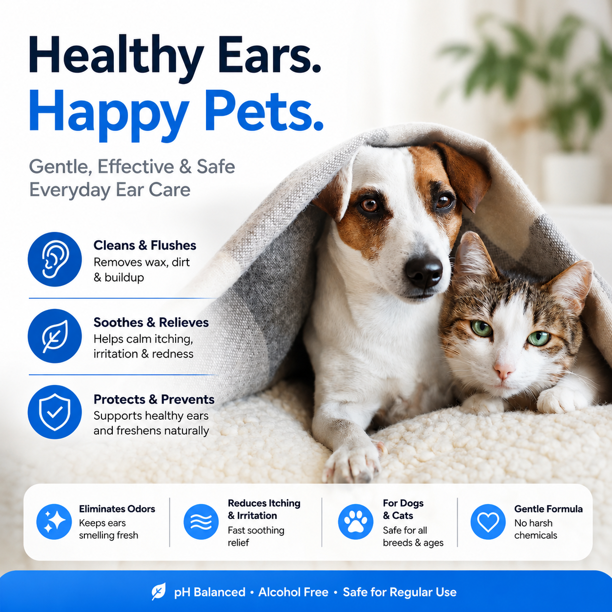 Gentle Pet Ear Wash | Odor-Free Cleaning for Dogs & Cats🌿