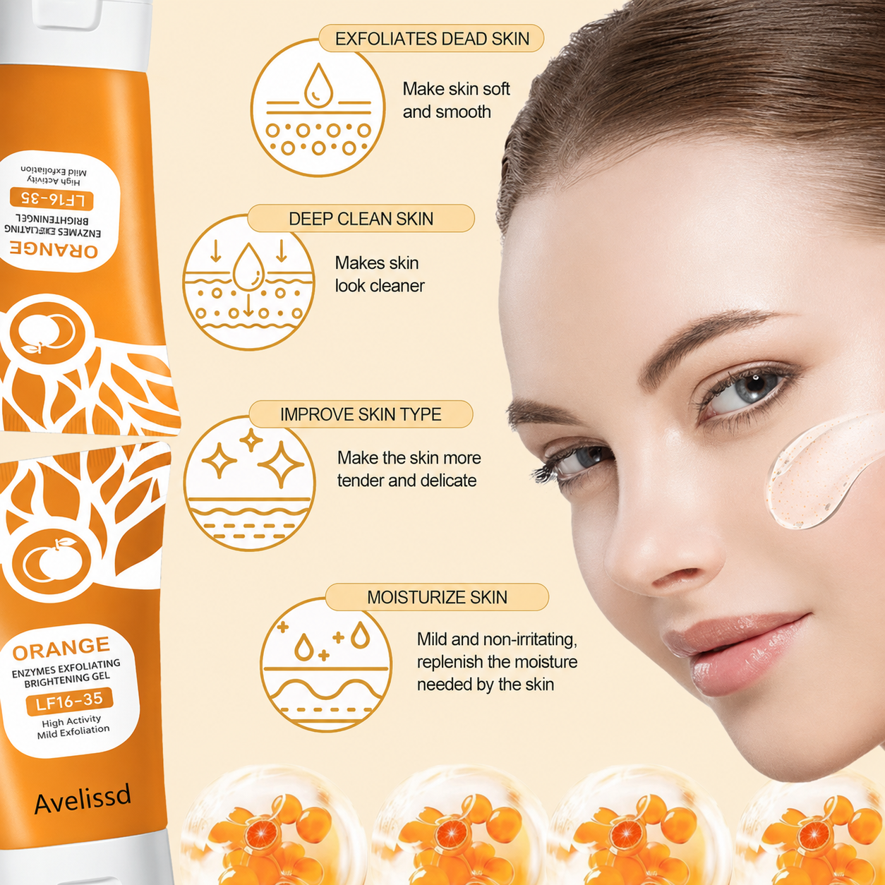 🍊 Orange Exfoliating Gel Scrub for Face & Body Deep Cleanse✨