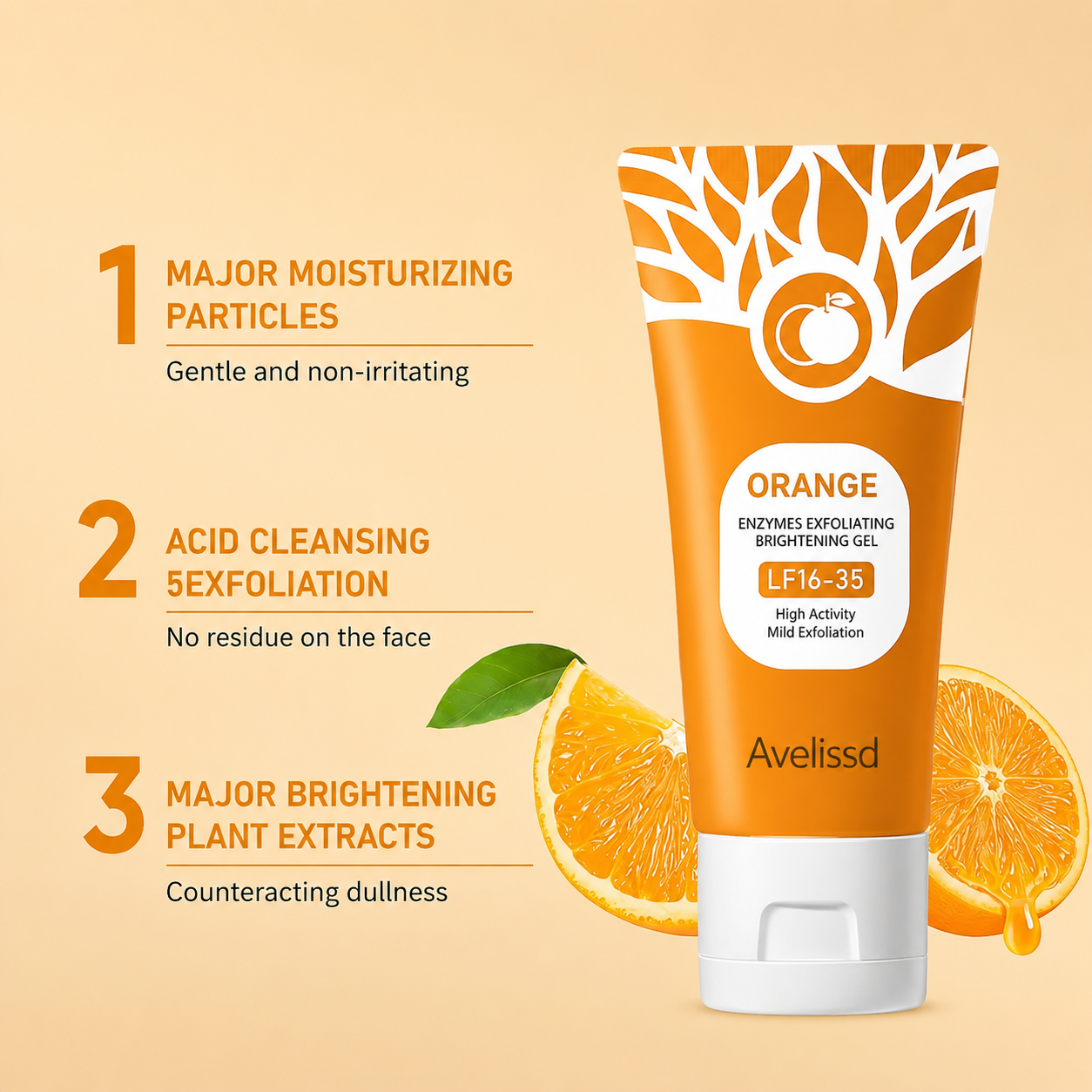 🍊 Orange Exfoliating Gel Scrub for Face & Body Deep Cleanse✨