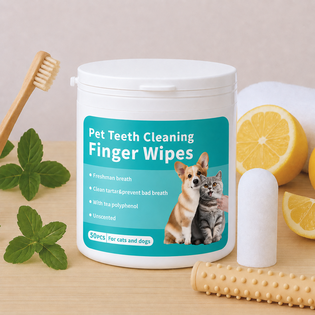 ✨Natural Pet Dental Finger Wipes🛡️