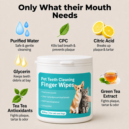 ✨Natural Pet Dental Finger Wipes🛡️