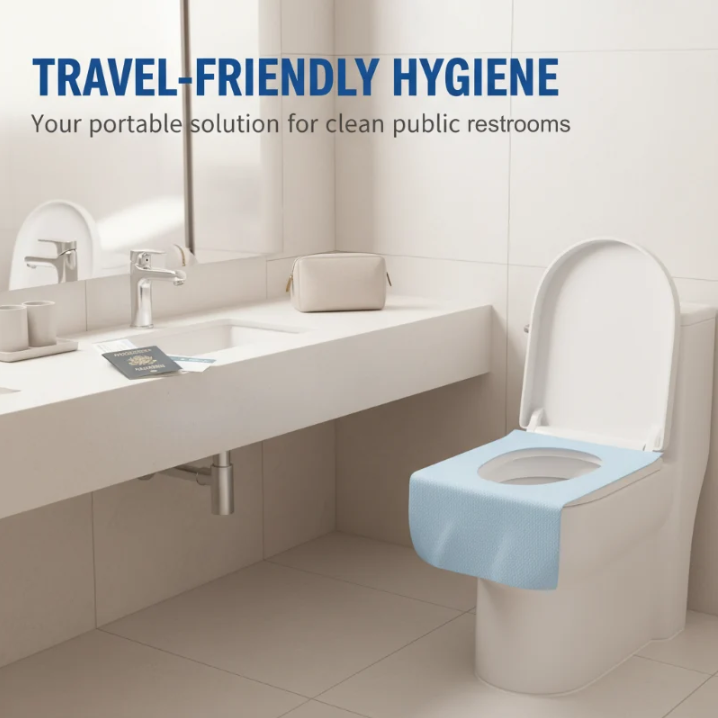 Disposable Waterproof Toilet Seat Covers Pack – Hygienic, Comfortable & Perfect for Travel & Public Restrooms 🧳