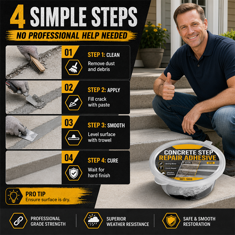 ⚡Order now and get  free spatula.-Concrete Step Repair Adhesive🔥