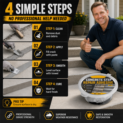 ⚡Order now and get  free spatula.-Concrete Step Repair Adhesive🔥